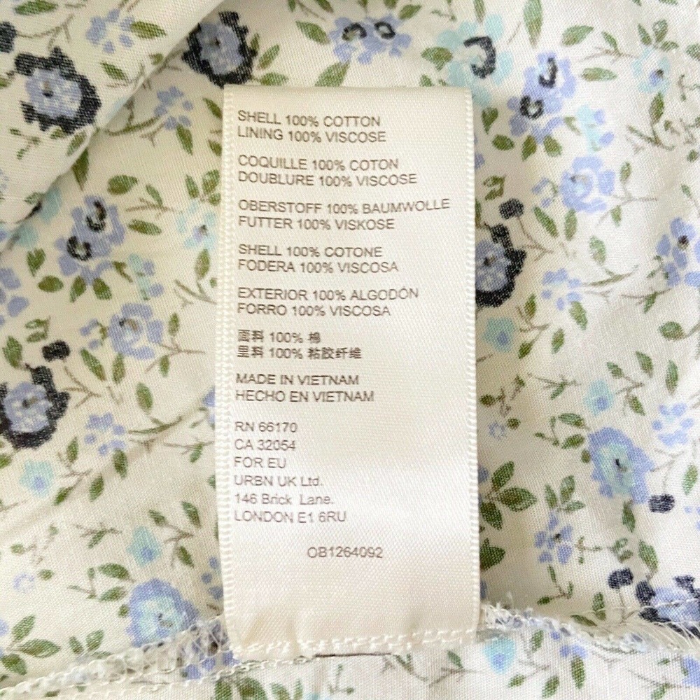 Free People Petunia Mini Dress Tea Combo Ivory Blue Floral Smocked XL New $128 - Picture 12 of 12